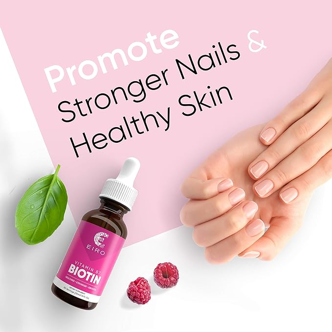 EIRO Biotin Liquid Drops | 6000mcg per serving | Healthier, Stronger, Faster - Hair & Nails | Superior Absorption