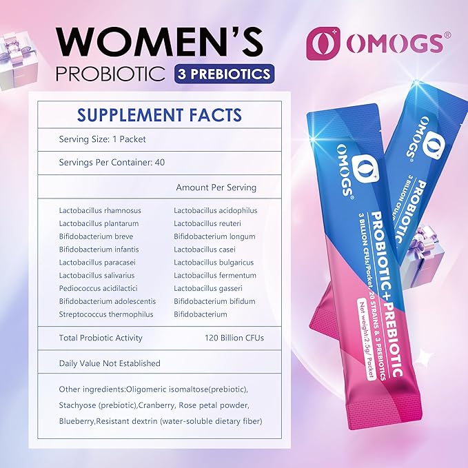 Women's Probiotic,120-Billion-CFUs, 18 Strains, with 3 Prebiotics and Cranberry Extract, Help for Immune Booster, Digestive Health, Gut Health and Vaginal Health