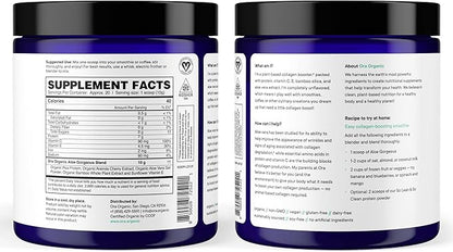 Ora Organic Vegan Collagen-Boosting Powder for Women and Men - Hair, Skin, & Nails Support - Bamboo Silica, Plant-Based Protein, Organic Vitamin C, Aloe Vera - Vanilla Flavor, 20 Servings