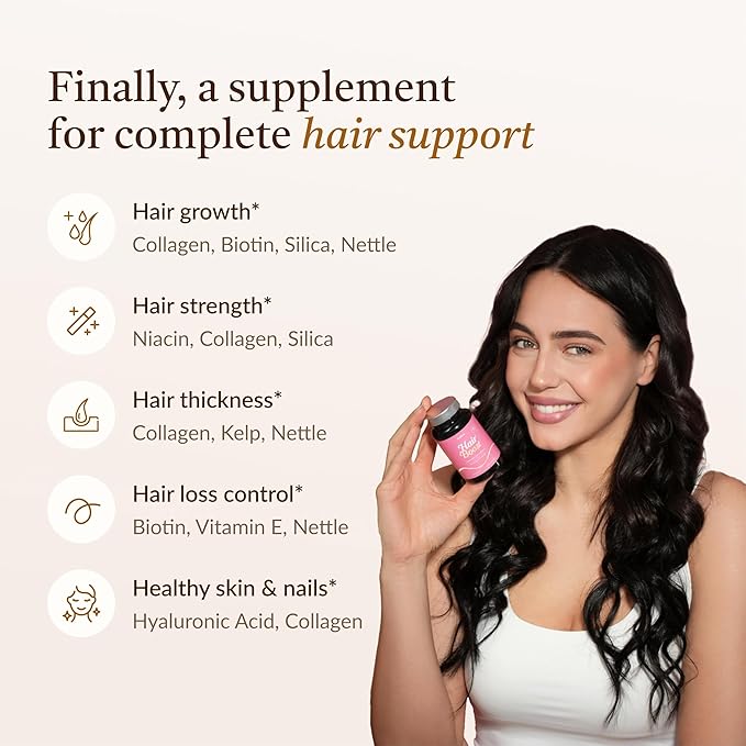 18-in-1 Hair Growth Supplement | Collagen, Hyaluronic Acid, Nettle, Silica, Biotin, Grape Seed Extract, Bamboo | Stronger, Thicker, Longer Hair – Supports Hair Volume, Shine, Scalp & Nail Health