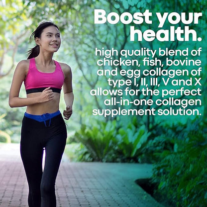Herbtonics Multi Collagen Protein Powder Collagen Peptides Type (1,2,3,5 and 10) | All-in-one Bone Broth Collagen Supplement | Grass-Fed Chicken, Wild Fish, Egg Hydrolyzed Collagen Bovine