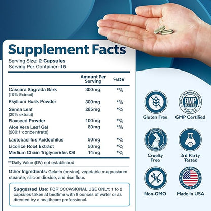 Colon Cleanser & Detox for Weight Loss Support - 15 Day Colon Cleanse Pills & Gut Support Probiotics Men Women - Fast Natural Laxatives Constipation Relief - Intestinal Cleanse for Digestive Health
