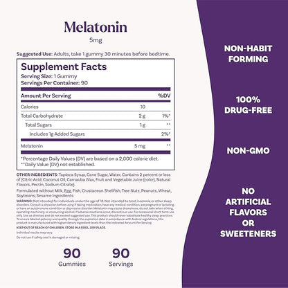 Natrol Melatonin Gummies, Sleep Support, 90 Strawberry-Flavored Adult Melatonin Gummies, 5 mg Sleep Aids for Adults