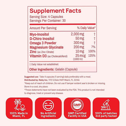 Inositol Multivitamin Capsules – Myo-Inositol & D-Chiro 40:1 Blend, Omega-3, Vitamin D3, Magnesium, Zinc – Supports Women’s Health, Mood, Energy, Supplement – 30 SVG