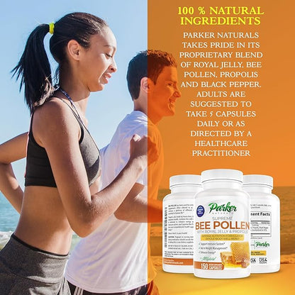 Supreme Bee Pollen Capsules, 3520 mg Royal Jelly, Bee Pollen and Propolis Capsules, Natural Supplement for Adults, 150 Count