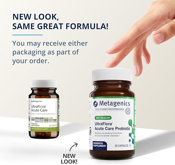 Metagenics UltraFlora Acute Care - for Acute Bowel Distress* - Support Immune & Digestive Health* - Bifidobacterium, Lactobacillus & Boulardii Probiotic - Non-GMO & Vegetarian-Friendly - 30 Capsules