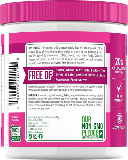 Nature's Truth Collagen Powder | 7 oz | Type I and III | Unflavored | Grass Fed Peptides and Keto Friendly | Non-GMO & Gluten Free Supplement