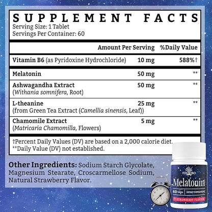 Fogoro Powerful Melatonin -Fall Asleep Faster, Stay Asleep Longer,Easy to Take, 60 Count (Pack of 2)