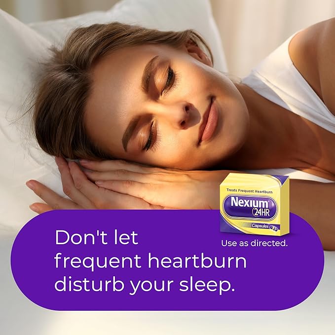 Nexium 24HR ClearMinis Acid Reducer Heartburn Relief Delayed Release Capsules for All-Day and All-Night Protection from Frequent Heartburn, Heartburn Medicine with Esomeprazole Magnesium - 42 Count