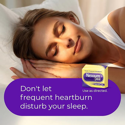 Nexium 24HR ClearMinis Acid Reducer Heartburn Relief Delayed Release Capsules for All-Day and All-Night Protection from Frequent Heartburn, Heartburn Medicine with Esomeprazole Magnesium - 42 Count