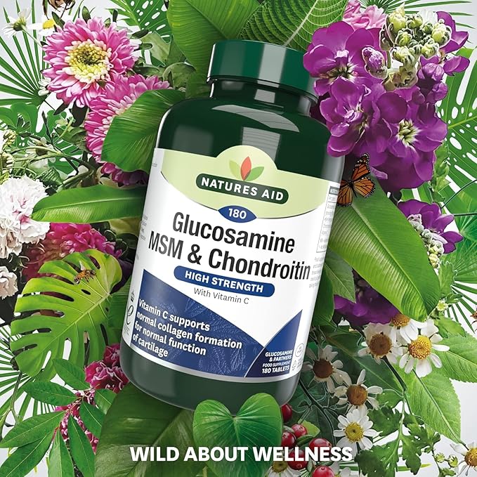 Nature's Aid Glucosamine 500mg, MSM 500mg + Chondroitin 100mg 180 Tablets