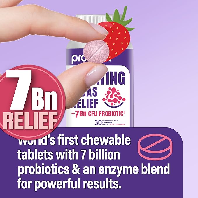 Anti Gas & Bloating Relief for Women and Men 7 Billion CFU – Chewable Probiotics & Lactobacillus Reuteri, Daily Digestive Enzymes Debloating for Women, Aids Digestion & Digestive Health