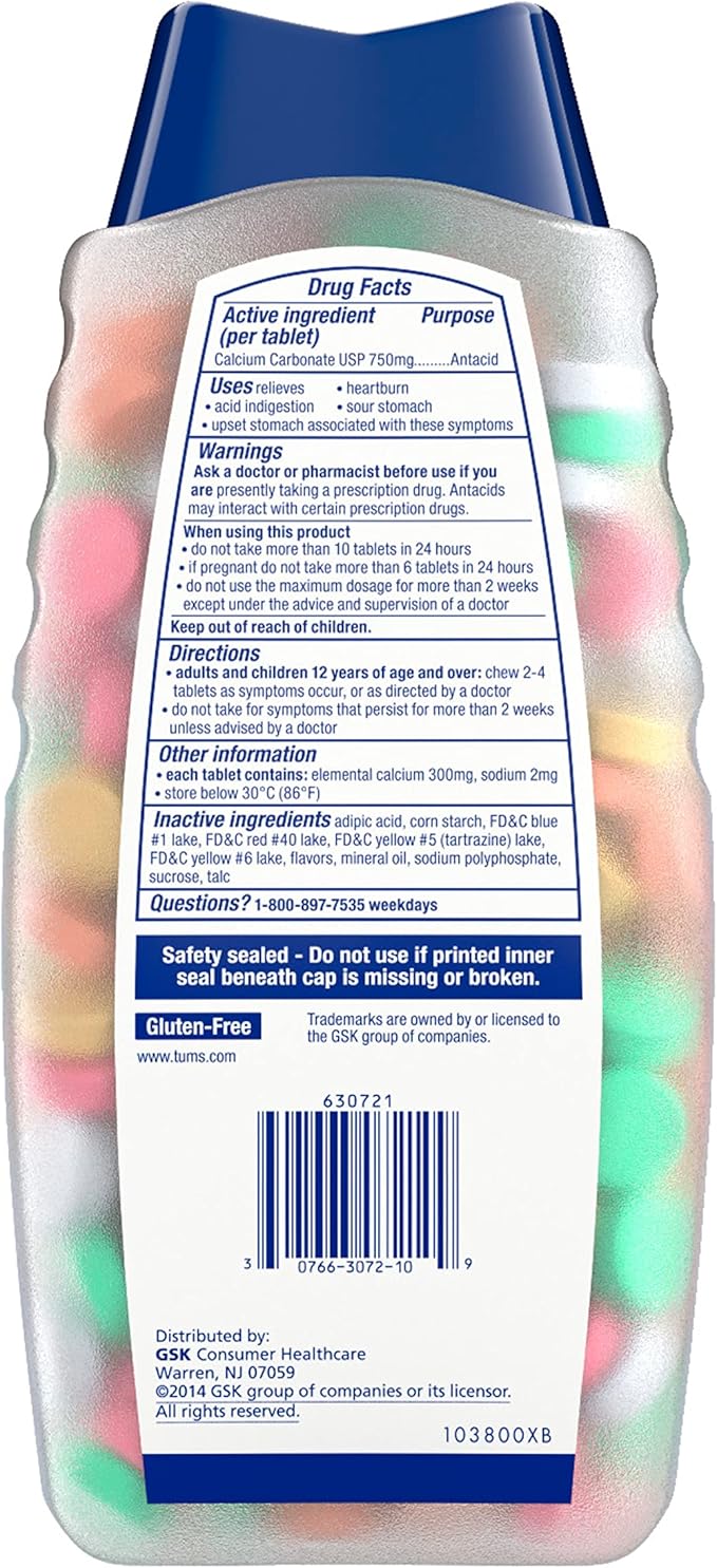TUMS Chewable Antacid Tablets for Extra Strength Heartburn Relief, Great for a Summer BBQ - Assorted Fruit Flavors - 330 Count