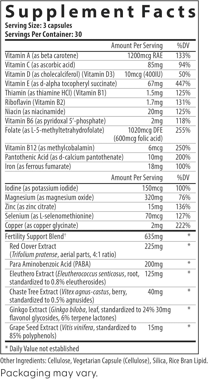 Fairhaven Health FertilAid for Women | Prenatal Vitamin Fertility Supplements for Women | Conception for Her with Vitex and Folate | Support Cycle Regularity and Ovulation* | 90 Vegan Capsules