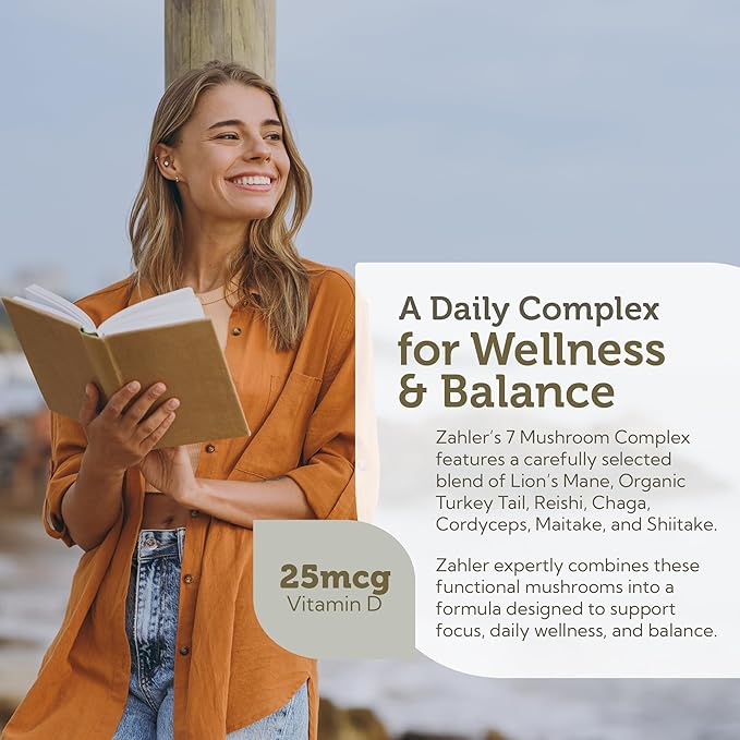 Zahler Mushroom Complex Premium Mushroom Blend, Focus, Calmness & Immunity Support, 60 Capsules.