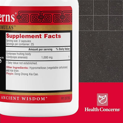 Health Concerns Cordyceps PS - Lung Health & Respiratory System Supplement - 50 Capsules