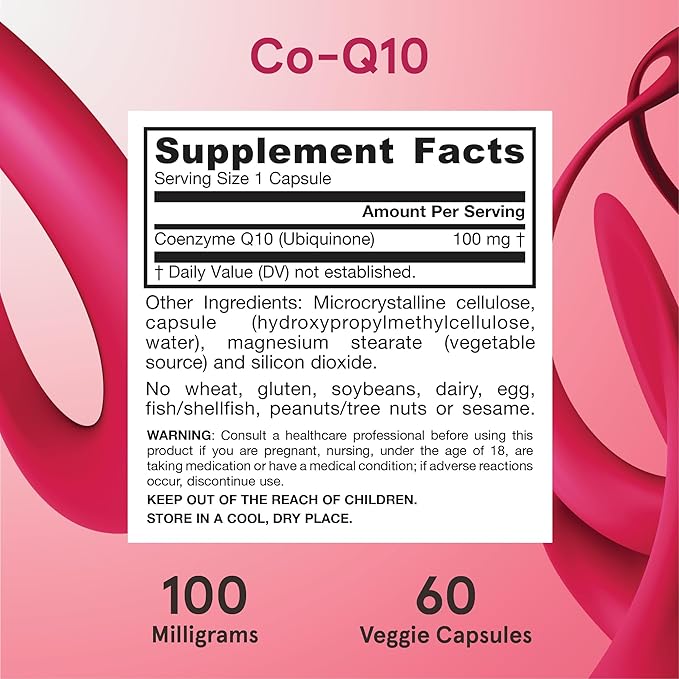 Jarrow Formulas Co-Q10, 100 mg, Antioxidant Support for Mitochondrial Health, Cellular Energy Production and Healthy Cardiovascular Function, 60 Veggie Capsules, 60 Day Supply