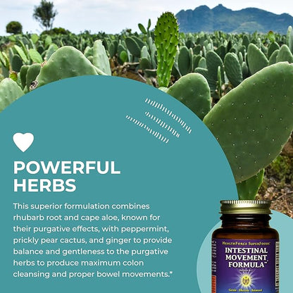 HealthForce SuperFoods Intestinal Movement Formula - Natural Laxative Supports Bowel Regularity - All-Natural Digestion Supplement to Support Constipation - Gluten-Free & Vegan - 50 Caps