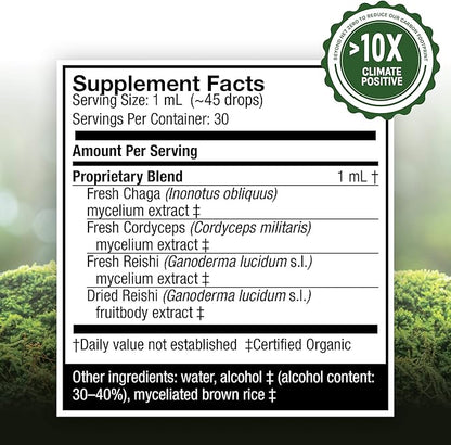 Host Defense Breathe* Extract - Immune & Respiratory Support Mushroom Liquid Supplement - Herbal Lung Health Supplement with Chaga, Reishi & Cordyceps - 1 fl oz (30 Servings)*
