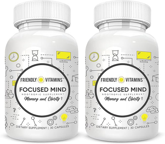 Focused Mind – Daily Brain Supplement for Memory and Focus Support | Nootropic for Concentration, Mental Clarity, and Brain Energy | Cognitive Supplement for Work, School, or Everyday Demands