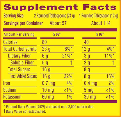 Metamucil 4-in-1 Fiber Supplement for Digestive Health, Psyllium Husk Fiber Powder, Fiber Supplement with Real Sugar, Orange Flavored, 114 tablespoons