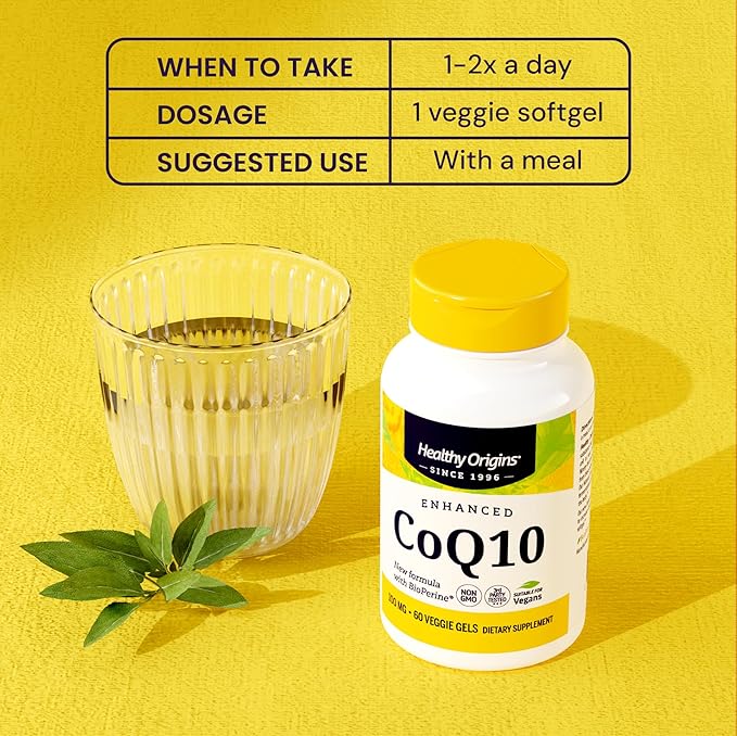 Healthy Origins Natural Enhanced CoQ10 (BioPerine®), 100 mg - Heart Health & Energy Supplement - Gluten-Free & Non-GMO Supplements, with BioPerine & Sunflower Lecithin ((Pack of 1) 150 Veggie Gels)