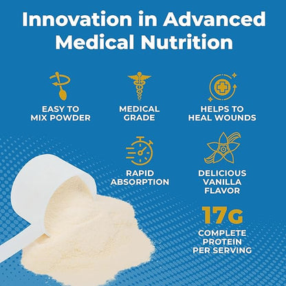 Collagen Protein Powder, 17g Protein Nano-Hydrolyzed Grass Fed Collagen, Vitamin C, 2g Arginine for Wound Support, Gluten Free, All Natural, Fat and Sugar Free, 0g Carbs, Vanilla, 23 oz, 30