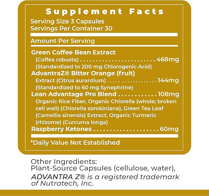 Premier Research Labs Lean Advantage: Green Coffee Bean Extract for Weight Loss, Green Coffee Extract, Coffee Pills, Appetite Suppressant for Women & Men, Weight Management Supplement - 90 Capsules