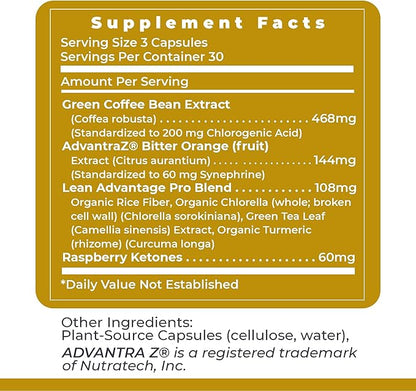 Premier Research Labs Lean Advantage: Green Coffee Bean Extract for Weight Loss, Green Coffee Extract, Coffee Pills, Appetite Suppressant for Women & Men, Weight Management Supplement - 90 Capsules