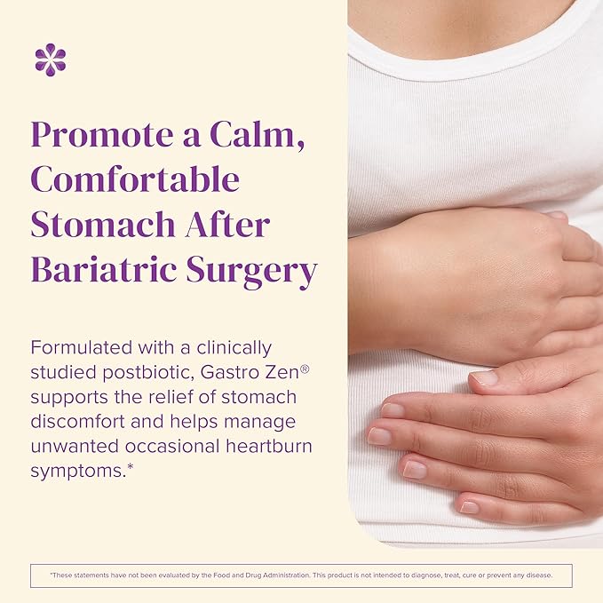BariMelts Gastro Zen® with Gastro-AD® for GLP-1 Users and Bariatric Patients - Postbiotics for Heartburn Relief & Gut Health - 60 Smooth-Coated Caplets (1-Month Supply)