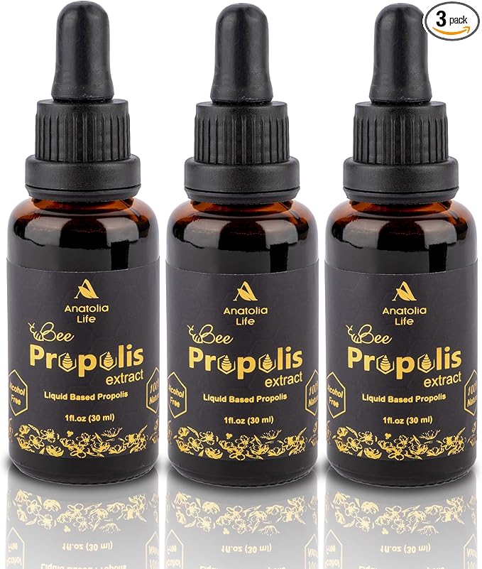 Natural Bee Propolis Extract, 30 mL, Advanced Liquid Tincture Immune System Booster and Seasonal Defense, Pure High Potency Herbal Supplement, Non-GMO (Propolis (3) Pack)…
