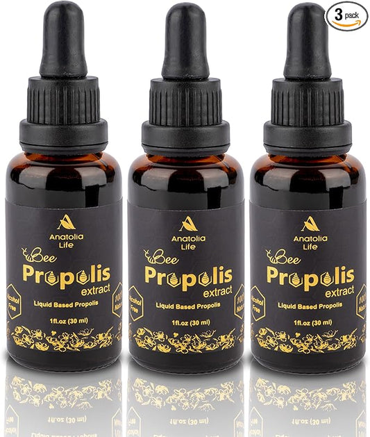 Natural Bee Propolis Extract, 30 mL, Advanced Liquid Tincture Immune System Booster and Seasonal Defense, Pure High Potency Herbal Supplement, Non-GMO (Propolis (3) Pack)…