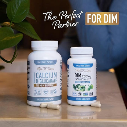 Calcium D-Glucarate | 500MG | CDG for Liver Detox and Cleanse, Hormone Balance, and Menopause Support | Calcium Supplement | Vegan, Non-GMO, Third-Party Tested | 90 Capsules (3-Month Supply)