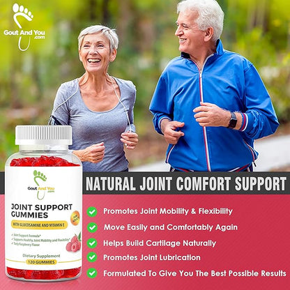 120 Extra Strength Joint Support Chewable Gummies with Glucosamine & Vitamin E - Natural Joint & Flexibility Support