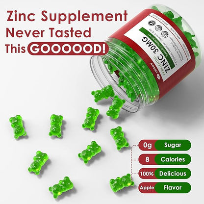 Zinc Gummies + Copper, Selenium, Vitamin C & D3, Fermented Zinc Supplements for Women and Men with Elderberry for Daily Immune Support, Powerful Antioxidant, High Absorption, Vegan, Sugar Free, 2 Pack