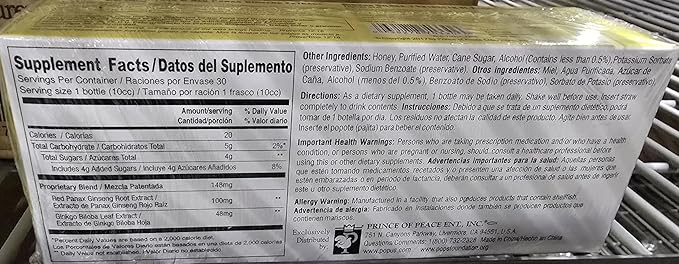 Prince Of Peace Ginkgo Biloba & Red Panax Ginseng Extract, 0.34 fl. oz. Each – Ginkgo Biloba Supplement – Chinese Red Panax Ginseng Extract – Supports Overall Well-Being - 6 Pack - 180 Bottles