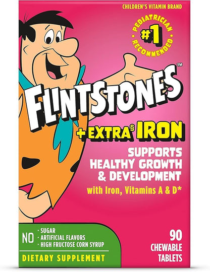 Flintstones Chewable Kids Multivitamin with Vitamin C, D, B12 & Iron for Toddlers, 90 Count