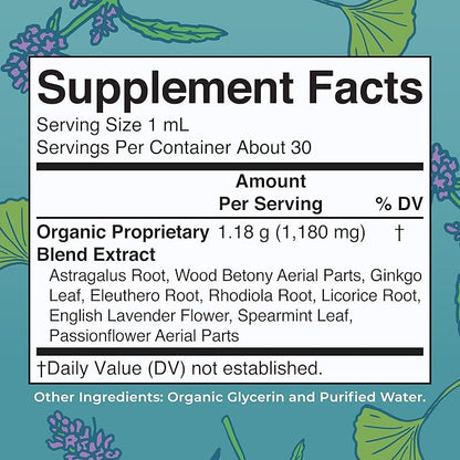 MaryRuth Organics Kids Brain Supplements for Memory and Focus, USDA Organic Drops with Ginkgo Biloba, Rhodiola Root & Licorice Root, Focus & Attention, Calm, Vegan, Non-GMO, Gluten Free, 30 Servings