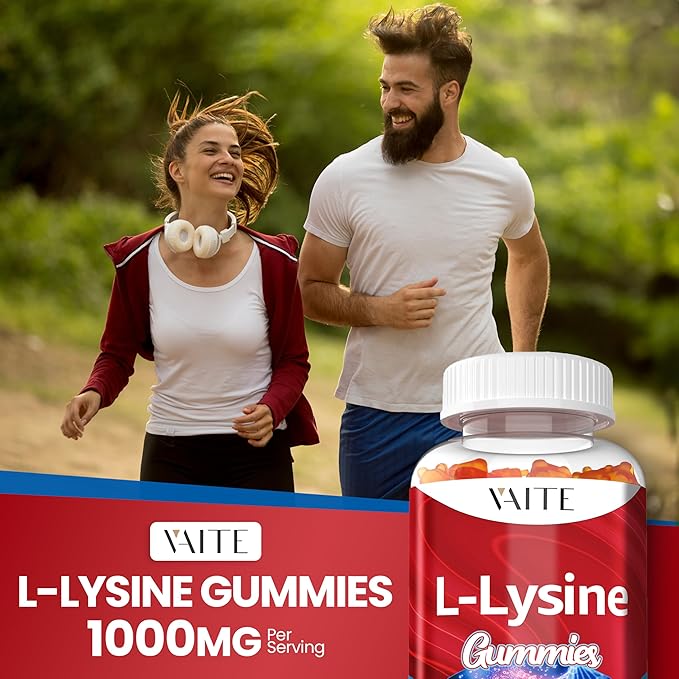 L-Lysine 1000mg Gummies - Supports Skin, Lip, Vegan, Gluten Free, 60 Chewable Lysine for Adults, Vitamins Tissue Health & Immune System, Amino Acid Vitamin Supplement & Complex Supplements (3 Pack)