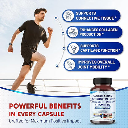 Glucosamine Chondroitin MSM Collagen Turmeric - Joint Health Support- Made in USA