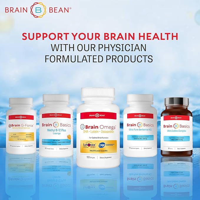 Brain Omega with Lutein and Zeaxanthin – Omega 3 Supplement for Brain, Heart & Eye Health – 460 mg DHA, 90 mg EPA, Lutein and Zeaxanthin Supplements – 180 Softgels (90 Servings)