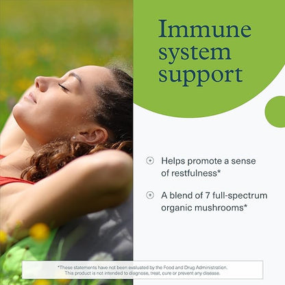 Youtheory Mushroom Immune Complex - Vegan Immune Support Supplement* - Organic Mushroom Blend with Chaga, Cordyceps, Lion's Mane, Maitake & More - 60 Vegetarian Capsules