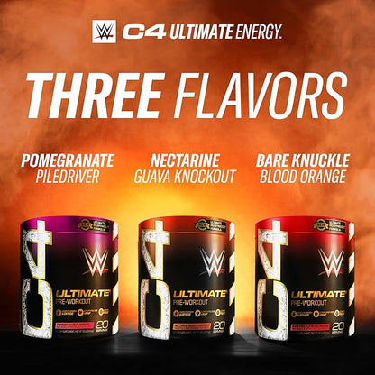 Cellucor C4 Ultimate x WWE Pre Workout Powder Pomegranate PileDriver - Sugar Free Preworkout Energy Supplement for Men & Women - 300mg Caffeine + 3.2g Beta Alanine + Patented Creatines - 20 Servings