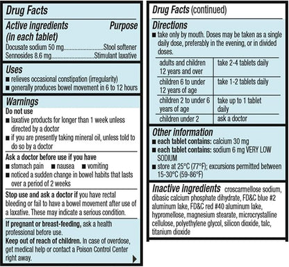 Equate Stool Softener Plus Stimulant Laxative Tablets for Constipation, Stool Softener Laxative for Constipation, 120 Count (Pack of 1)
