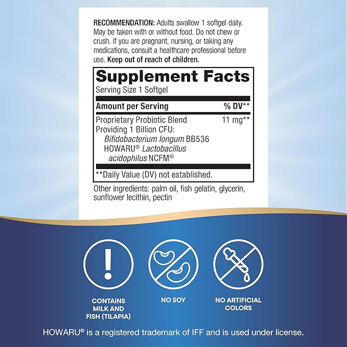 Nature's Way Acidophilus Probiotic Pearls, Supports Digestive Balance and Gut Health*, Protects Against Occasional Constipation and Bloating*, 1 Billion Live Cultures, 30 Softgels