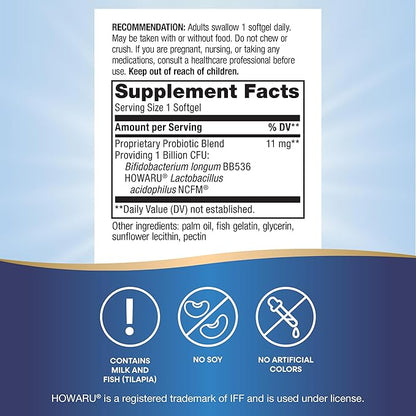 Nature's Way Acidophilus Probiotic Pearls, Supports Digestive Balance and Gut Health*, Protects Against Occasional Constipation and Bloating*, 1 Billion Live Cultures, 30 Softgels