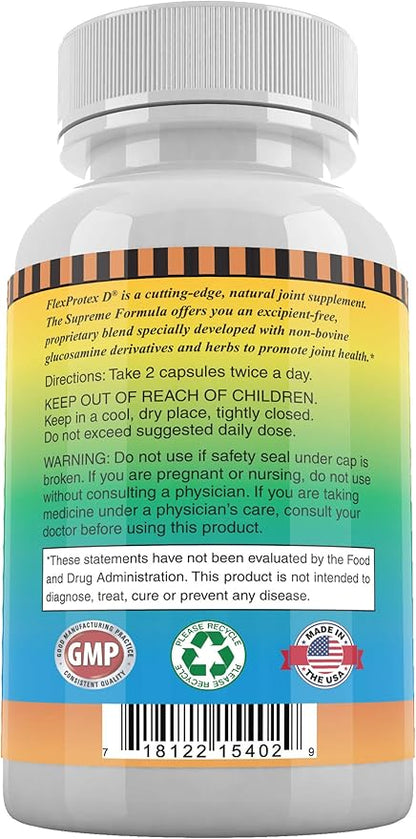 Flexprotex D 884mg Joint Muscle Support Herbal Blend Turmeric Chondroitin Glucosamine Boswellia Hyaluronic Acid Ashwagandha 3 btls 360 Capsules