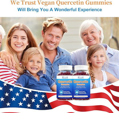 Quercetin Gummies for Kids, Adults Women Men, Quercetin with Bromelain Elderberry Vitamin C Zinc Echinacea Immune Support Supplement, Mixed Berry Flavor 60 Cts