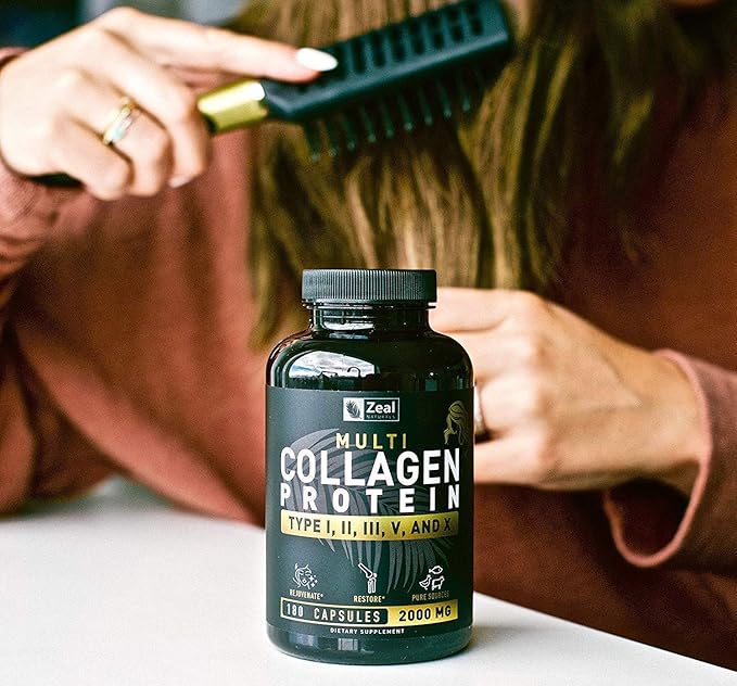 Multi Collagen Peptides Pills (Types Ⅰ,Ⅱ,Ⅲ,Ⅴ,Ⅹ) Grass Fed Collagen Pills (180 Capsules) - Hydrolysate Collagen Protein Blend for Hair, Skin, Nails, and Joint Support - Collagen Pills for Women