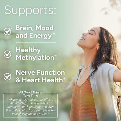L-Methylfolate 15mg plus Methyl B12, D3, Taurine & NAC | 5-MTHF (Bioactive B9) Premium-Grade | Methylated Vitamins to Support Mood, Nerve Health & Methylation* | Methylfolate Supplement | 60 Capsules